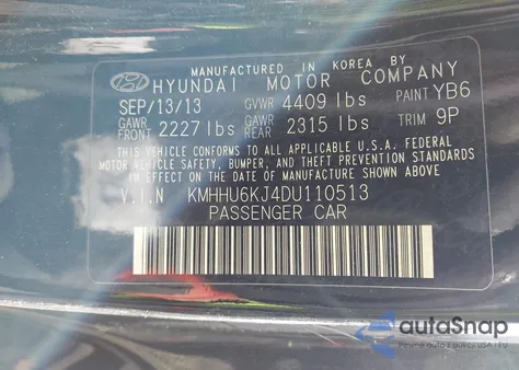 2013 Hyundai Genesis 3.8 Grand Touring from USA, damaged, VIN KMHHU6KJ4DU110513